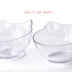 New Inclined Food Cat Ear Oblique Mouth Transparent Single Pet Bowl