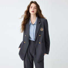Women's Black Casual Blazer Set