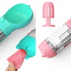 Pet Water Bottle Feeder Bowl Garbage Bag Storage Portable Pet Outdoor Travel 3 In 1 Dog Water Bottle