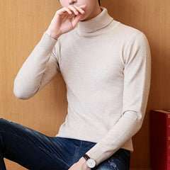 Knitted Sweater Men Soft Skin-friendly Casual Warm High-neck Sweater