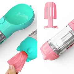 Pet Water Bottle Feeder Bowl Garbage Bag Storage Portable Pet Outdoor Travel 3 In 1 Dog Water Bottle