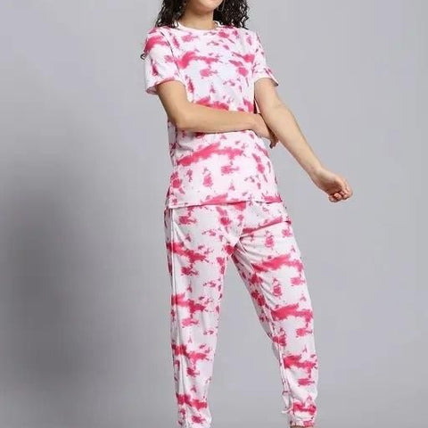 Women's Casual Tie Dye Print Night Suit