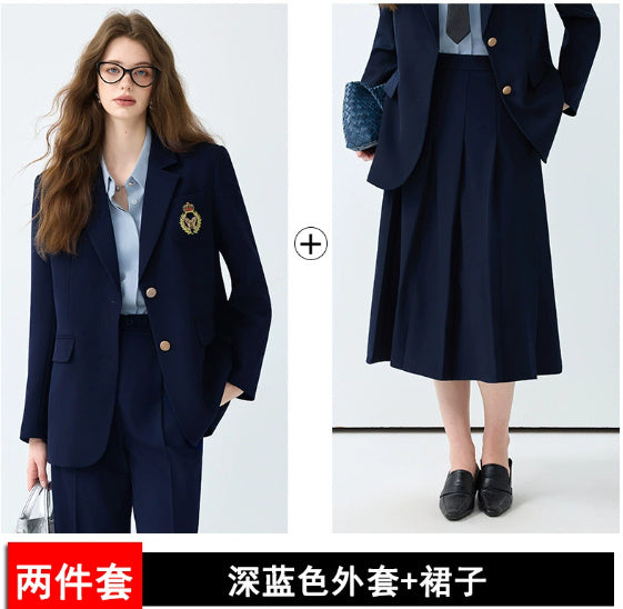 Women's Black Casual Blazer Set