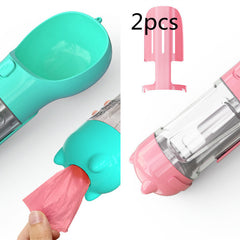 Pet Water Bottle Feeder Bowl Garbage Bag Storage Portable Pet Outdoor Travel 3 In 1 Dog Water Bottle