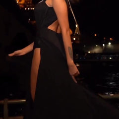 Chic Black Deep V-Neck  Dress