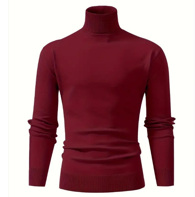Knitted Sweater Men Soft Skin-friendly Casual Warm High-neck Sweater
