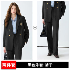Women's Black Casual Blazer Set