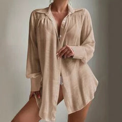 European And American Shirt-style Beach Sun Cover-up