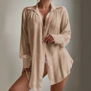 European And American Shirt-style Beach Sun Cover-up