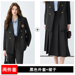 Women's Black Casual Blazer Set
